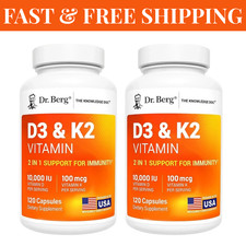 (2 Pack) Dr. Berg’s Nutritionals 100mg Vitamin D3 & K2 Supplement – 120 Capsules
