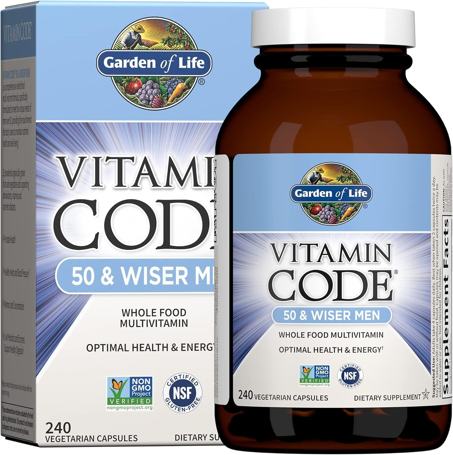 Garden of Life Vitamin Code 50 & Wiser Men – 240 Veg Caps *EXP 05/2026*
