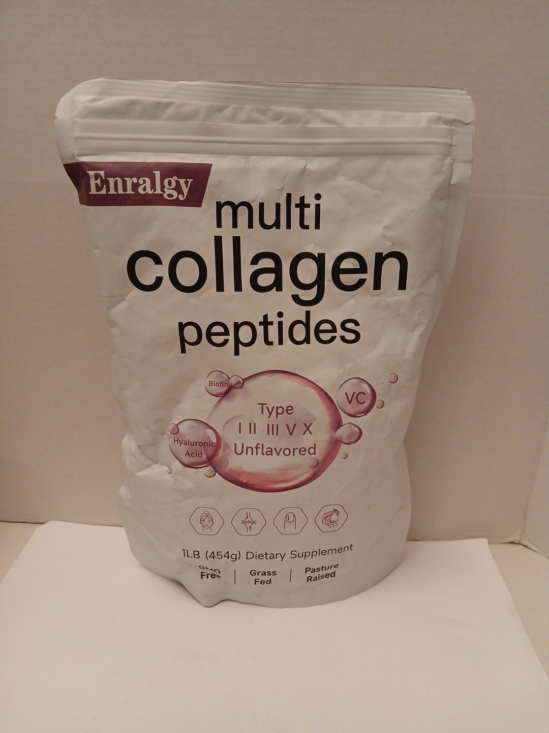 Multi Collagen Peptides Powder, Biotin, Vitamin C, 1 lb/454 g Exp: 12/2026