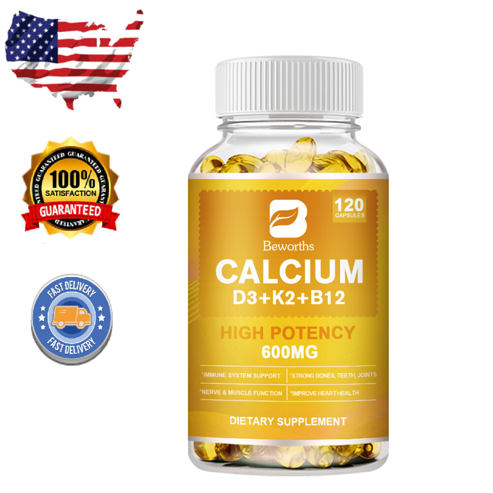 Calcium Plus Vitamin D3 K2 & Vitamin B12 Support Immune Nerve Muscle & Bone