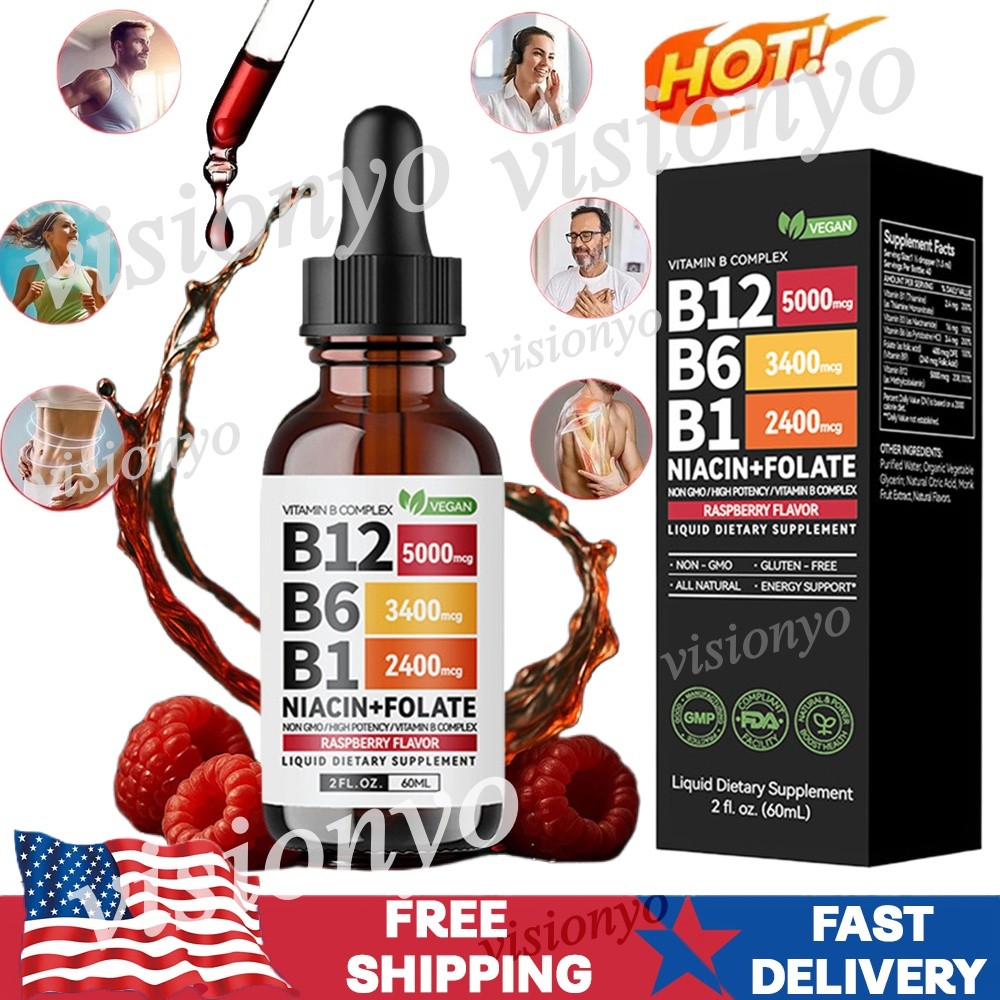 Vitamin B12 and B6 Liquid Drops, B12 Sublingual Vitamin B Complex Vitamin