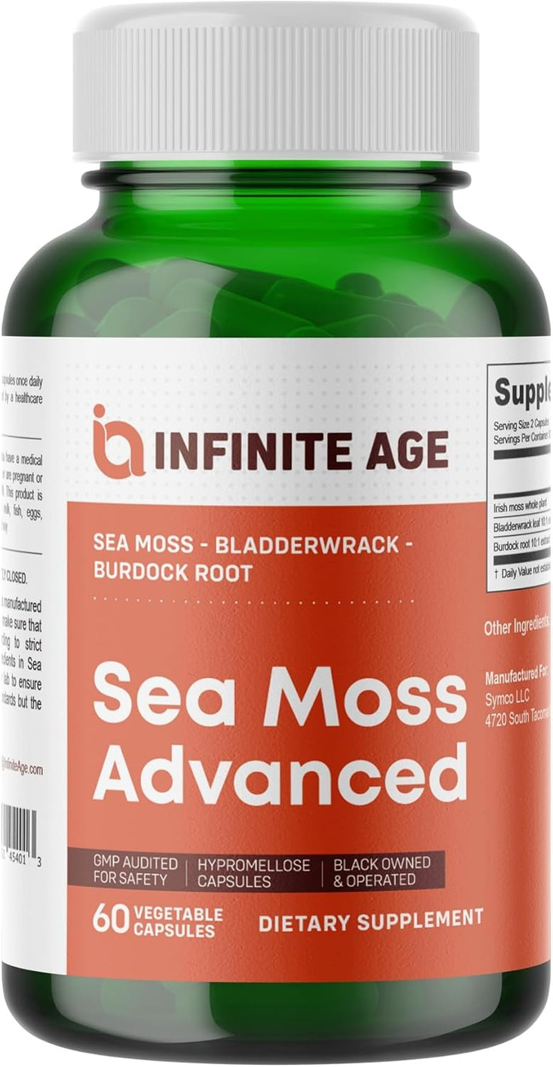 1250Mg Sea Moss Advanced Superfood Capsules, 60 Count – High-Potency, Vegan, Mad