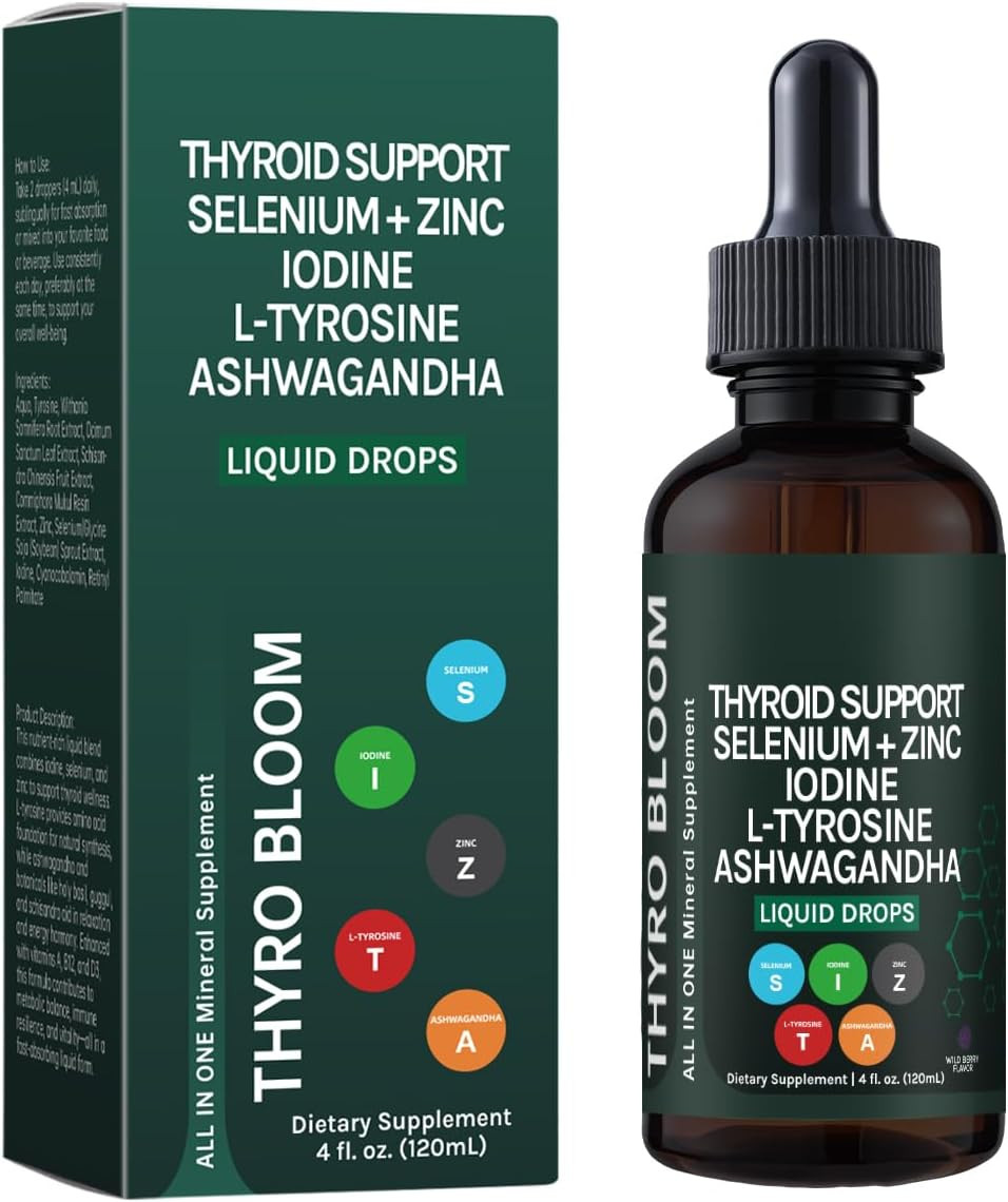 Thyroid Support Liquid Drops,Liquid Formula with Selenium,Zinc,Iodine,L-Tyrosine