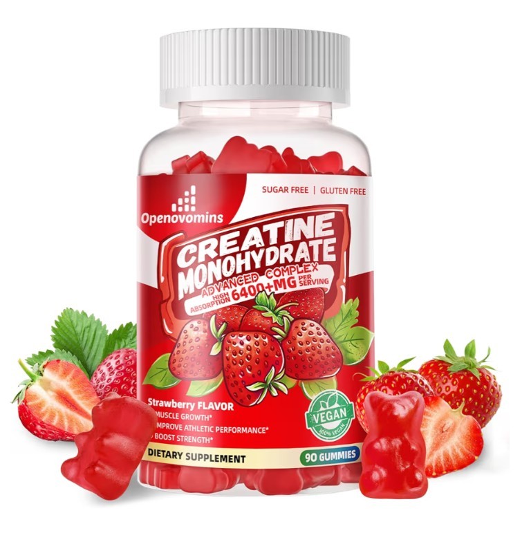 Creatine  Monohydrate 6400+MG Strawberry Flavor 90 Ct Gummy
