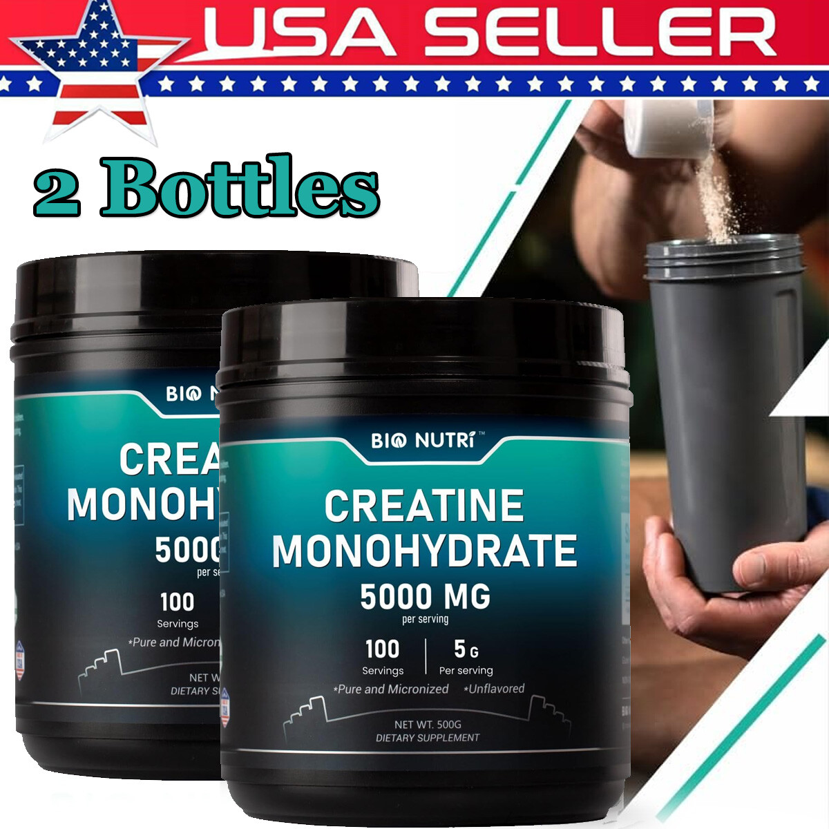2 X Creatine Monohydrate Powder 500G Micronized Creatine Powder Support Muscles