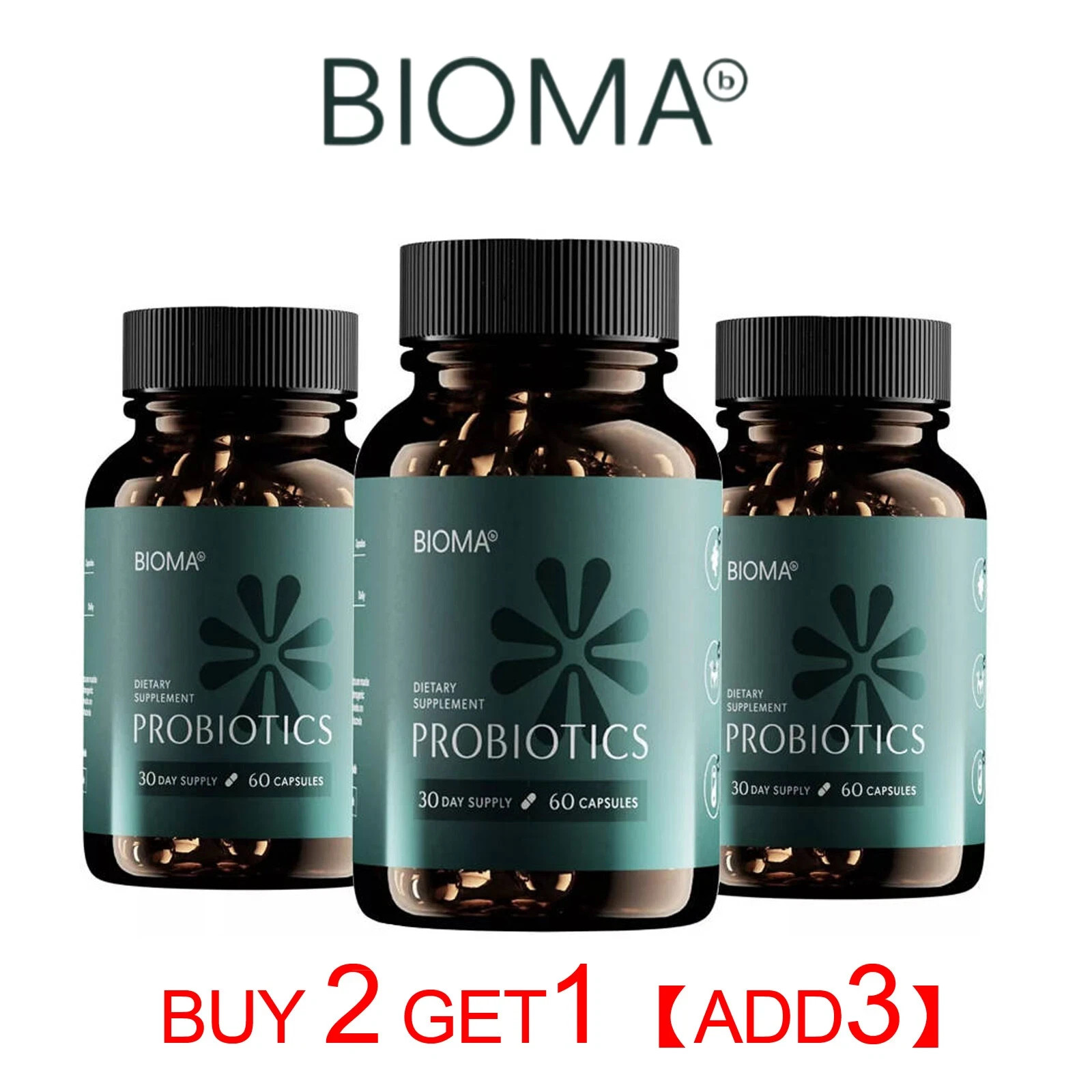 Bioma Probiotics For Digestive Health 3 in 1 Gut Health Formula 60 Capsules NEW-