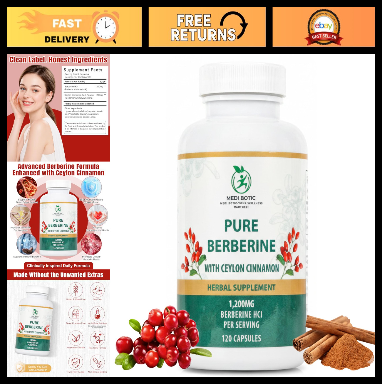 Berberine 1200mg with Ceylon Cinnamon – Energy, Metabolism & Blood Sugar Support
