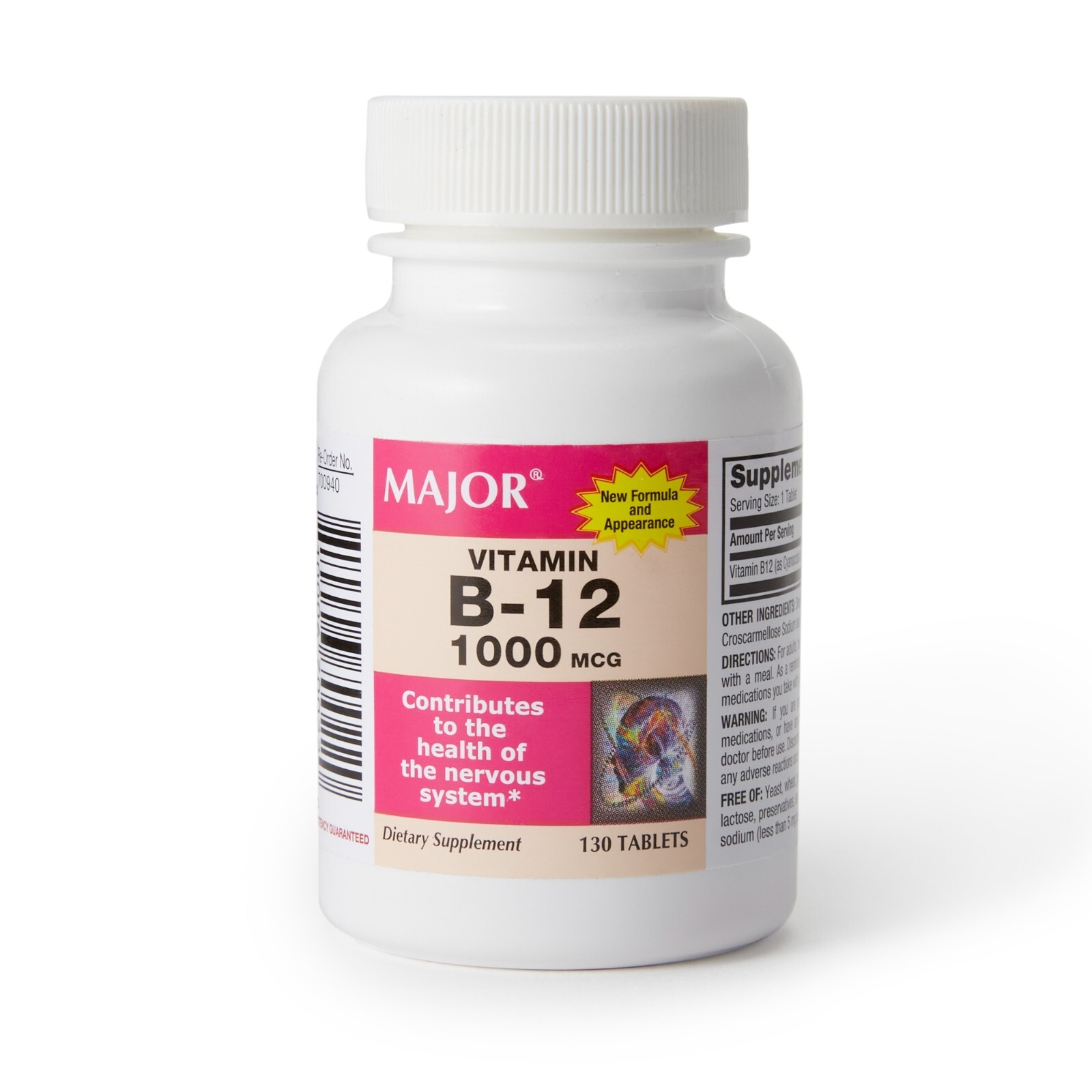 Major Vitamin B12 1,000 mcg Strength, Vitamin B 12 Supplement, 130 Count