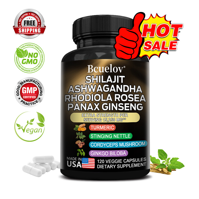 Shilajit Rhodiola Rosea Ashwagandha with Ginseng Capsules-Support Brain Function