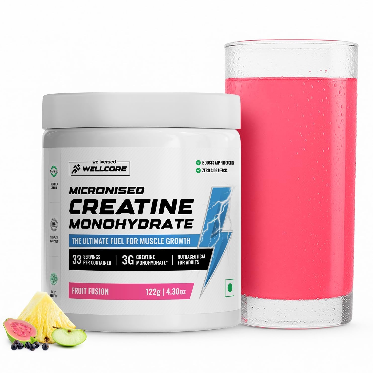 Pure Micronised Creatine Monohydrate Powder (Fruit Fusion, 33 Servings)