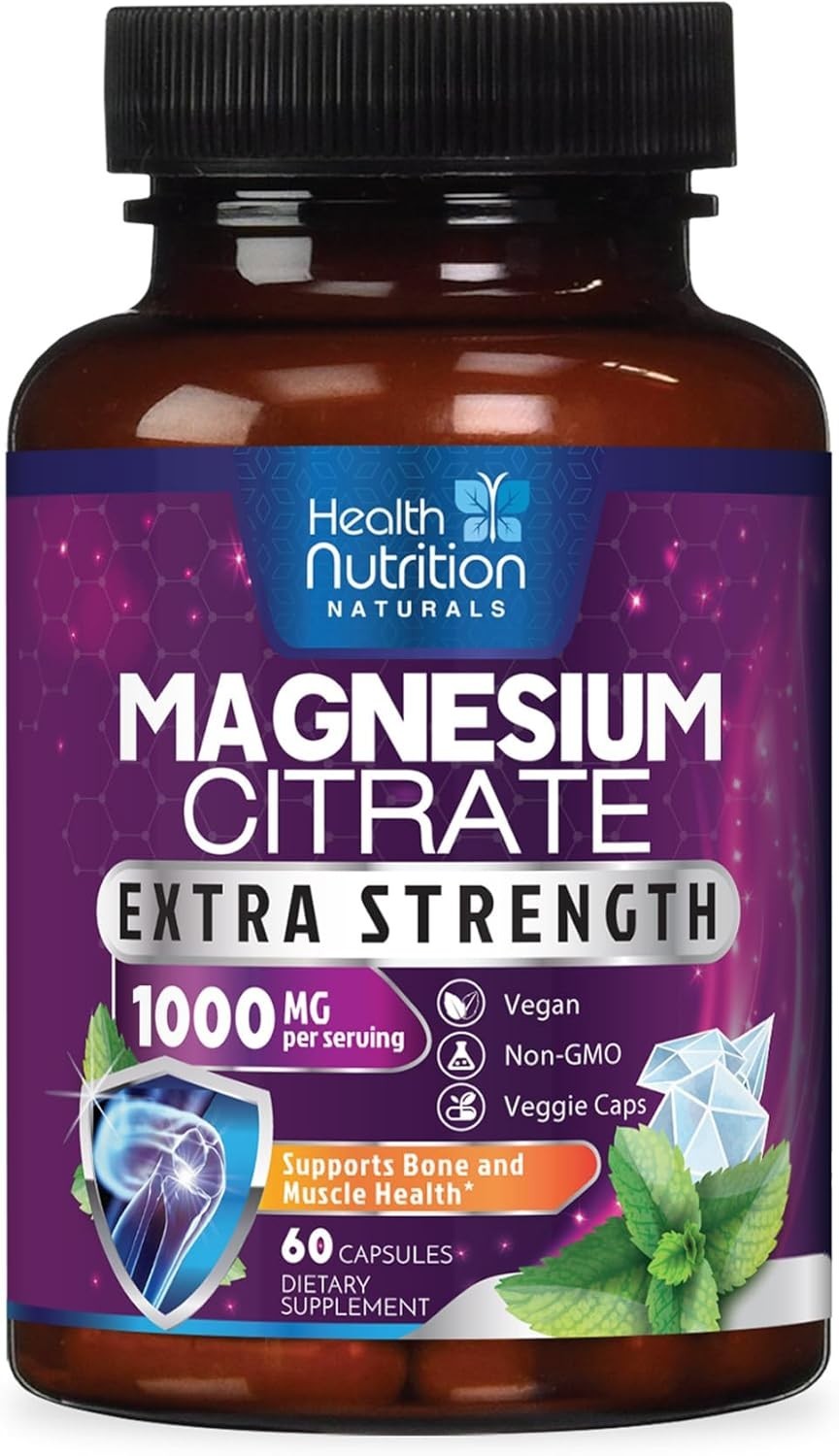 Magnesium Citrate 1000mg Capsules High Absorption Muscle Support