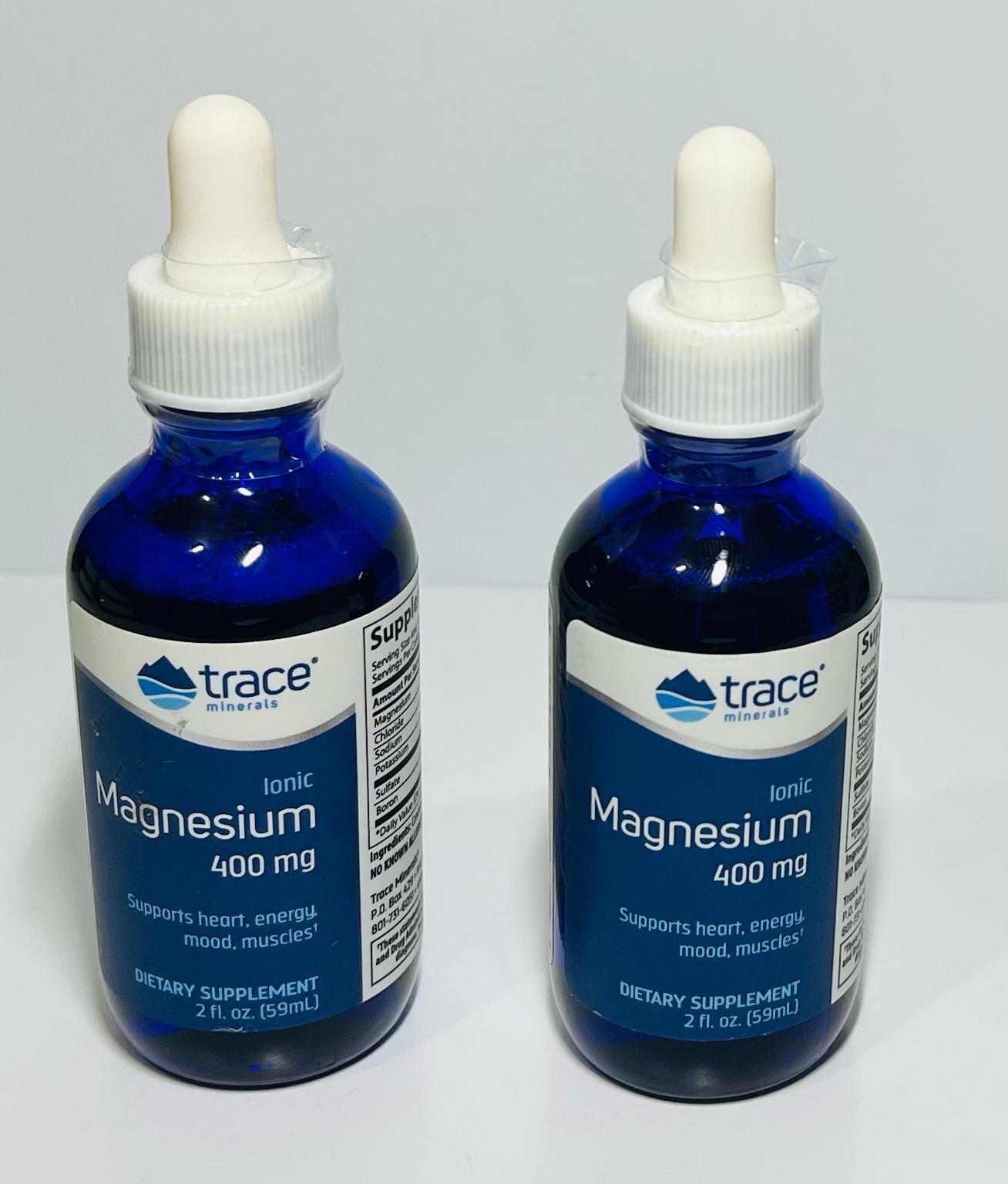 Ionic Magnesium Liquid 400mg 2oz Drops Trace Minerals 2 Pack