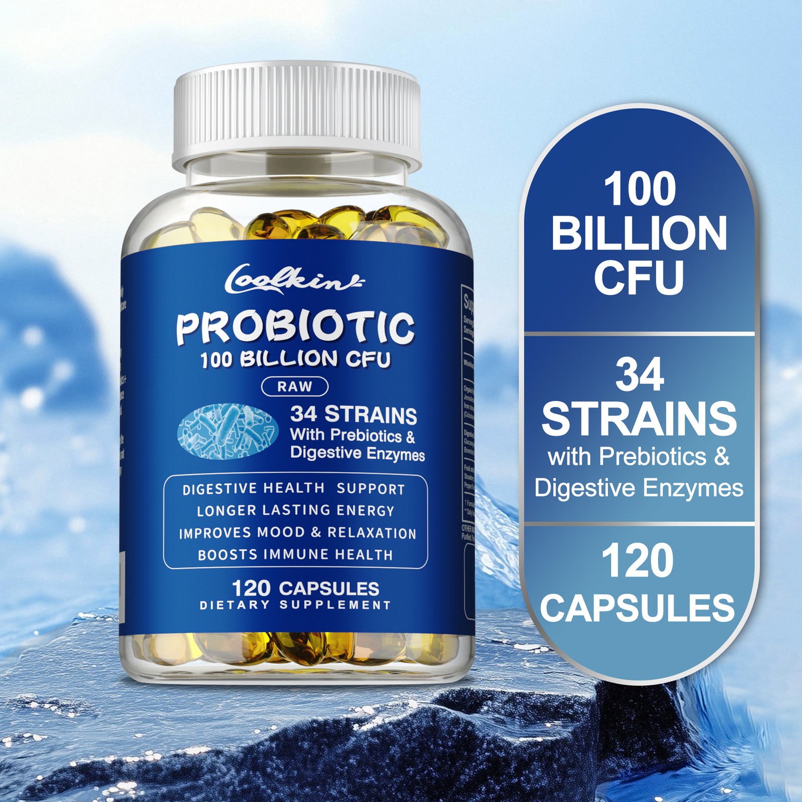 Probiotics 100 Billion CFU – Relieve Bloating,Gas, Promote Healthy Gut Digestion