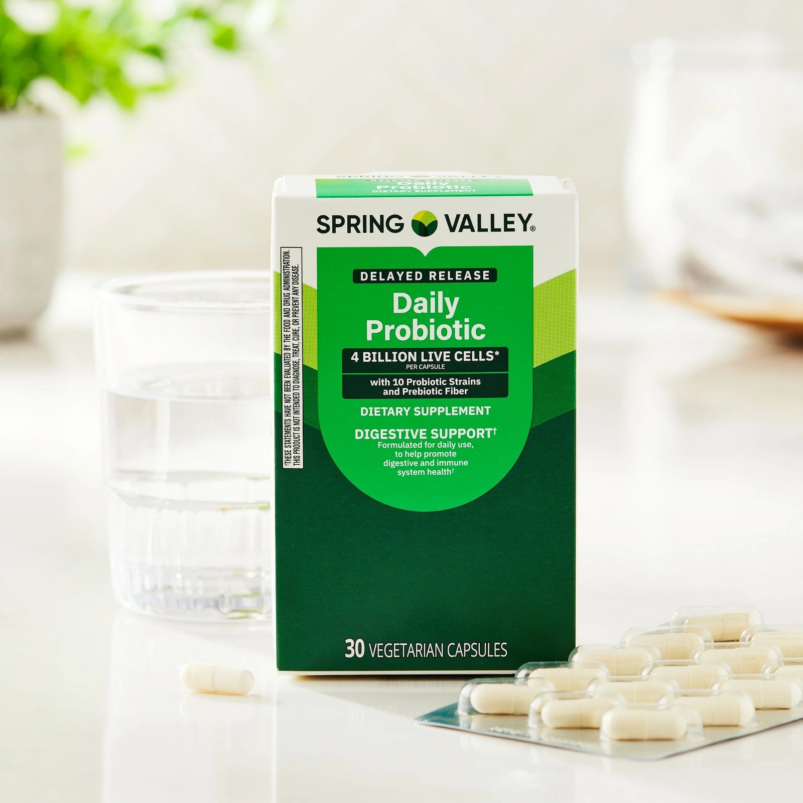 Spring Valley Daily Probiotic Delayed Release Capsules for Digestive Health, 4 B