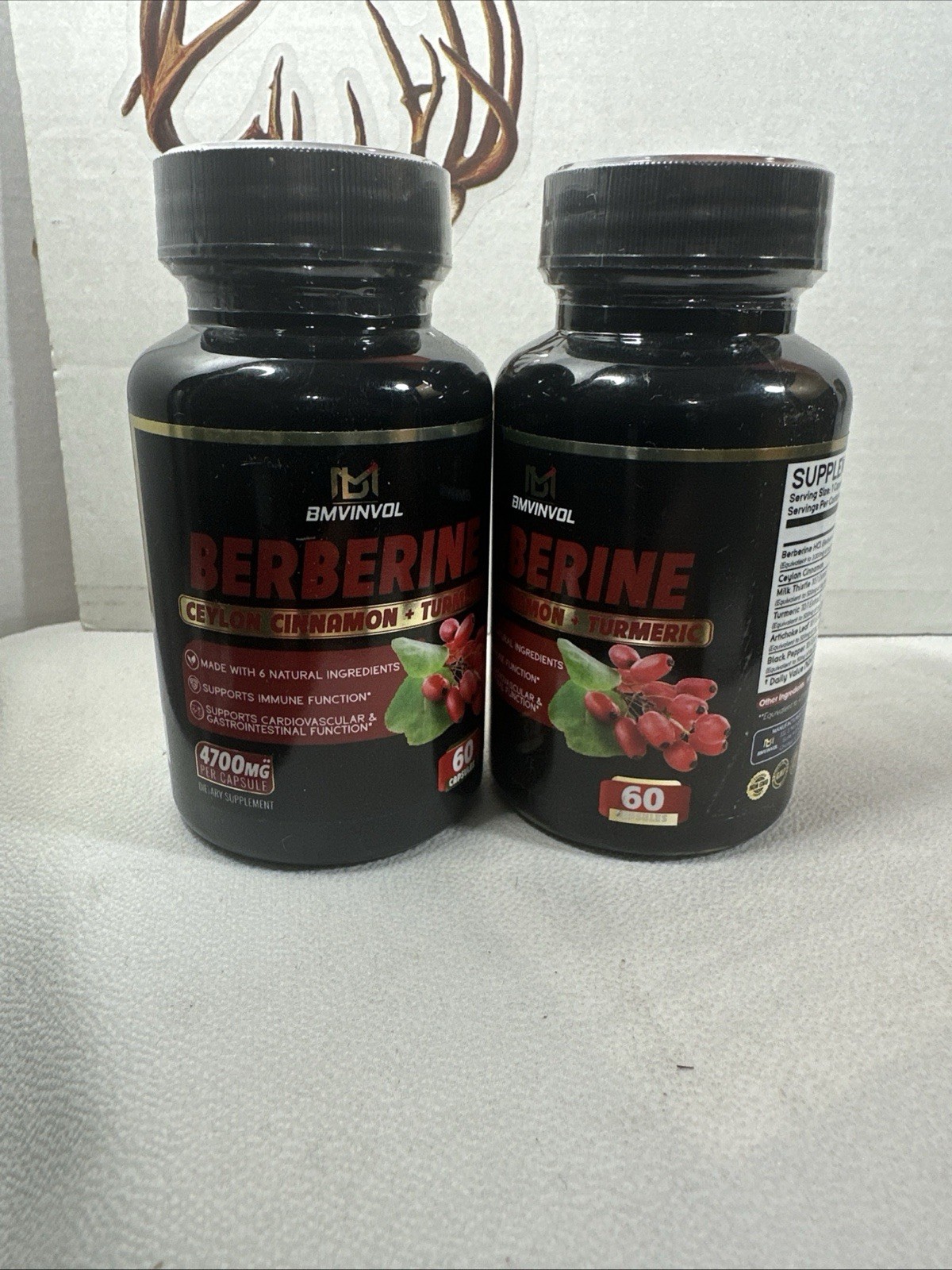 2 Pack, Berberine Supplement 4700Mg, High Potency Ceylon Cinnamon Turmeric 01/27