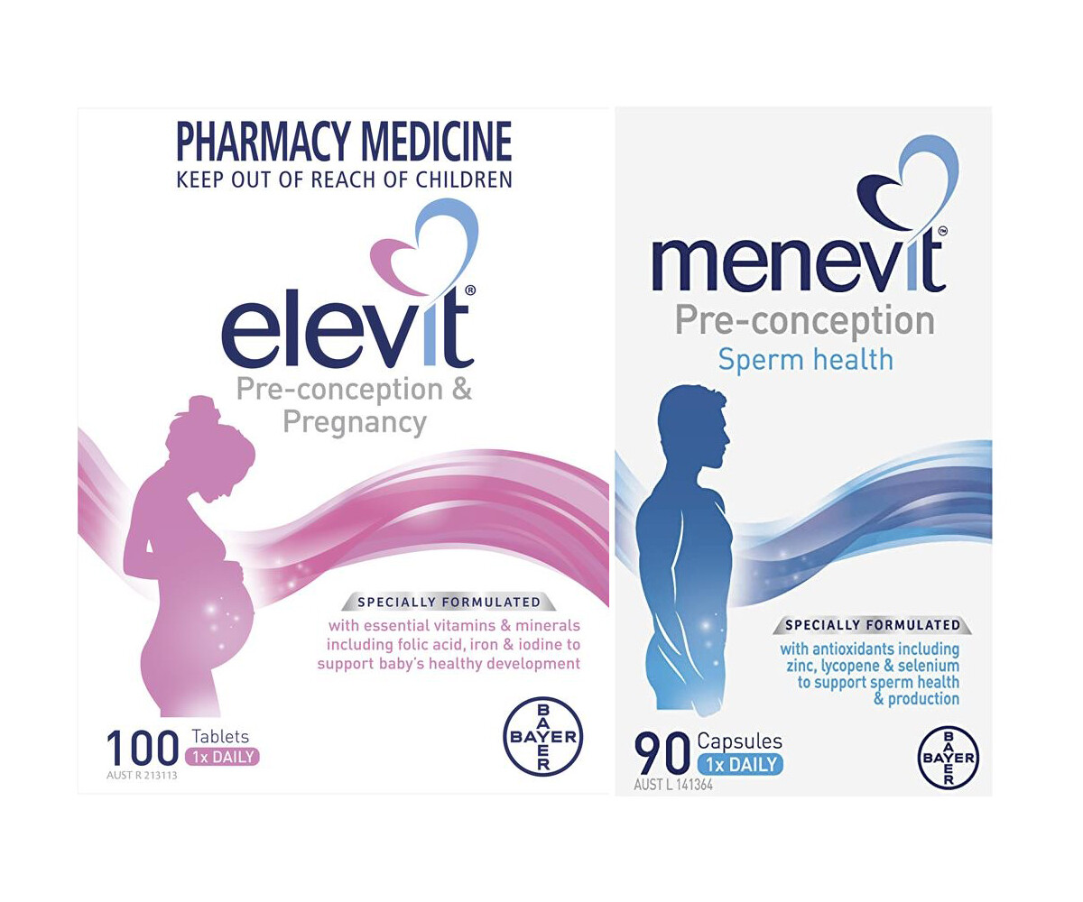 Elevit 100 Tablets & Menevit 90 Capsules Pregnancy Planning Kit Combo Supply