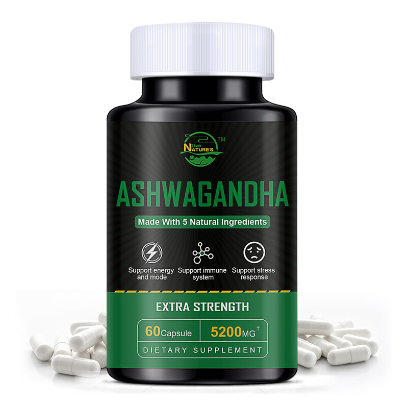 Ashwagandha Root Extract Capsules Max Strength (5200mg eq) Stress Anxiety Immune