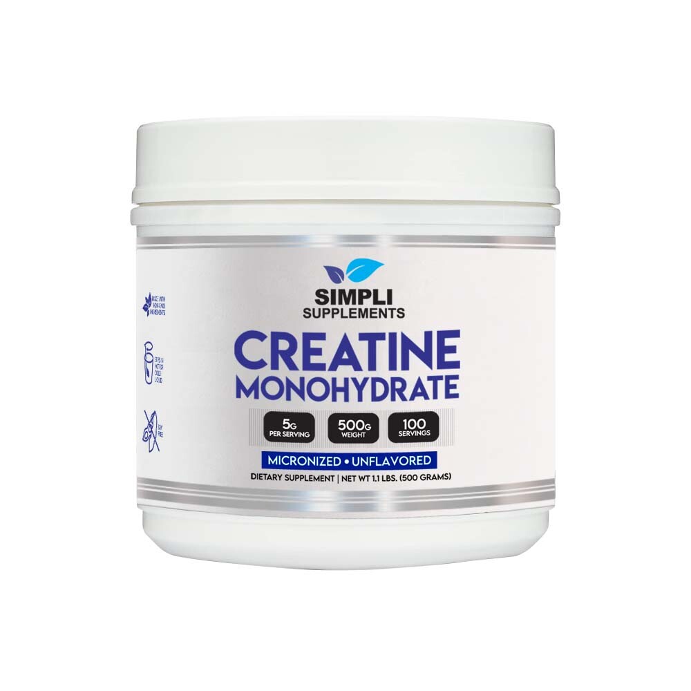 Simpli Supplements Pure Creatine Monohydrate (Micronized) – 500 Grams – 5g Srvg