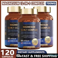1-3 PACK Magnesium Complex 700mg 12 in 1 Magnesium Supplement with 120 counts