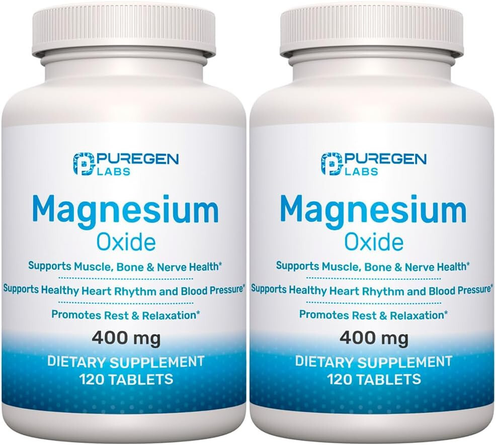 Puregen Magnesium 400mg 120 Tablets 2 pack