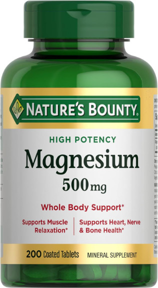 Magnesium 500mg, Supports Bone and Muscle Health, 200 Coated Caplets