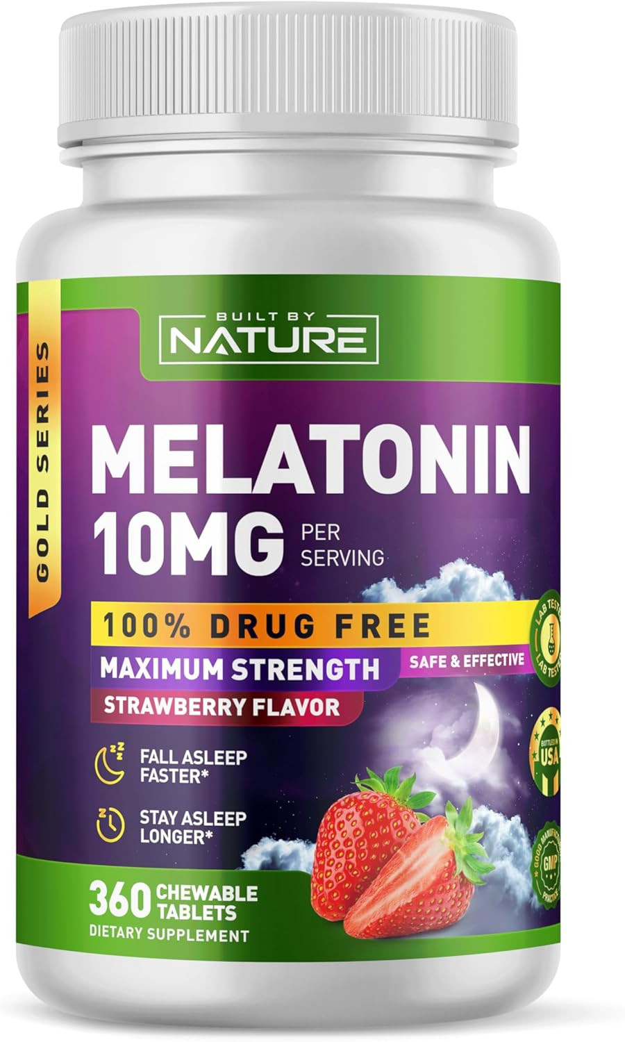 Melatonin 10 Mg – Fast Dissolve Berry Tablets – Extra Strength Drug Free Sleep S