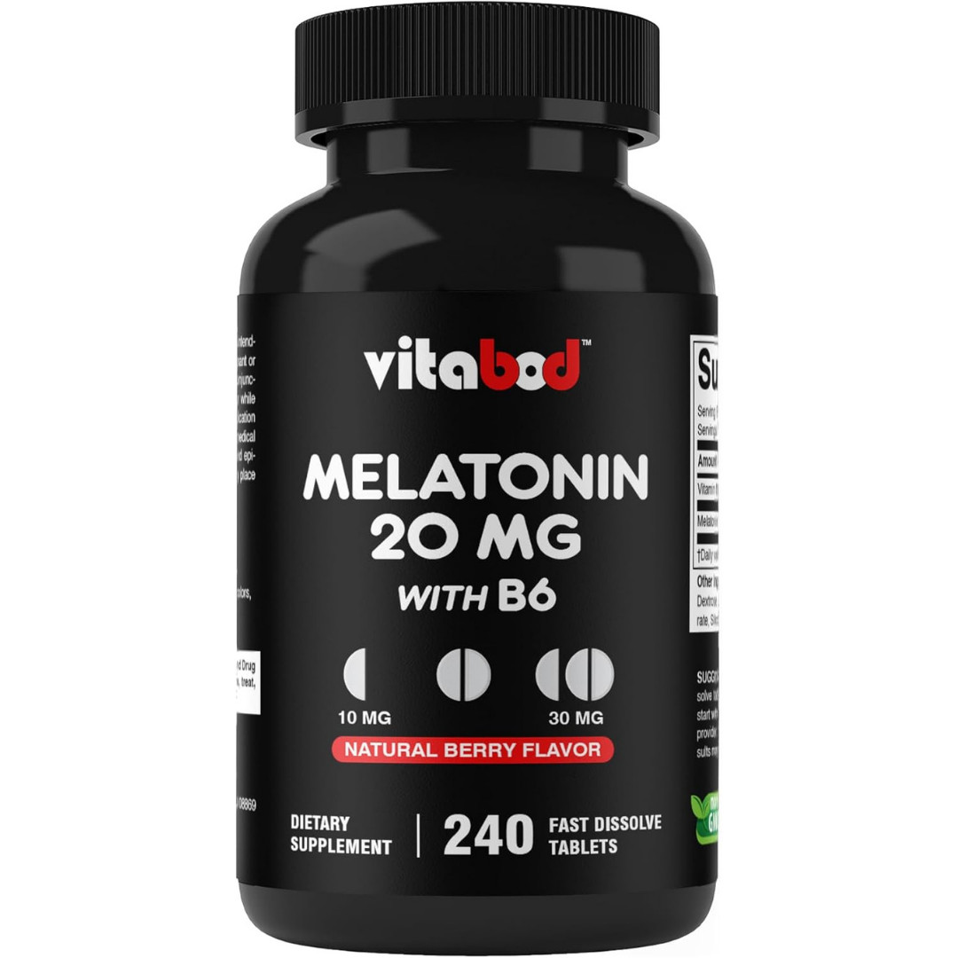 Melatonin 20mg High Potency Natural Sleep Aid Berry Flavor 240 Fast Dissolve TAB