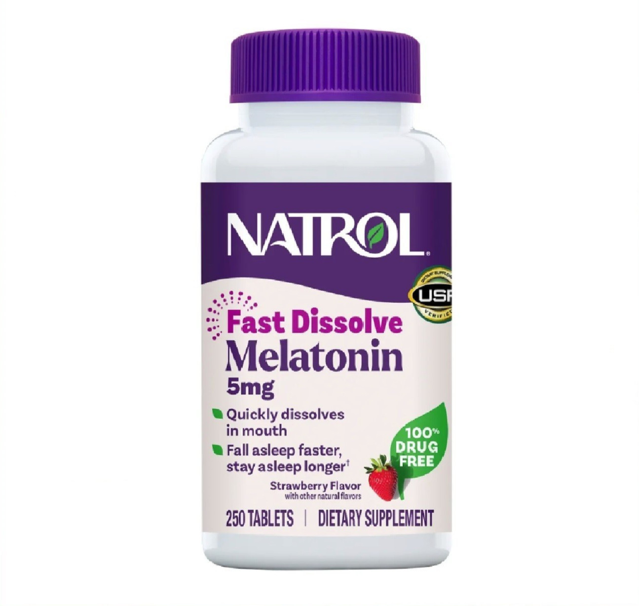 Natrol Melatonin 5 Mg Fast Dissolve 250 Strawberry Tablets ~ SPECIAL SALE