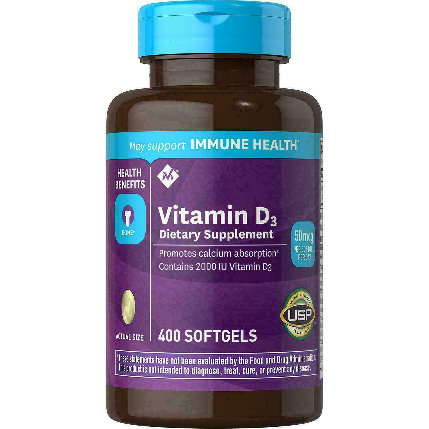 Member’s Mark Vitamin D-3 2000 IU Dietary Supplement 400 Softgels Immune Health