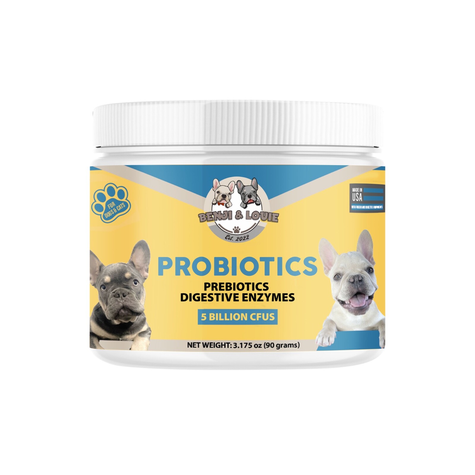 Dog Probiotics, Cat Probiotics, 5 billion CFUs + Prebiotics, Digestive Enzymes