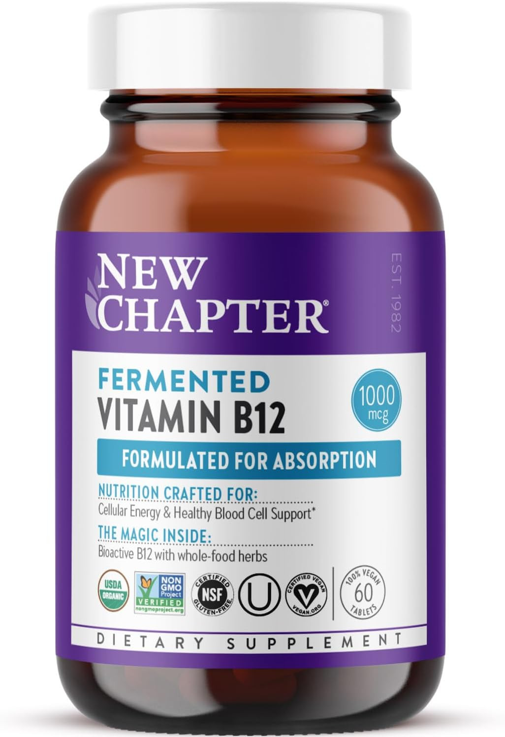 Fermented Vitamin B12 1,000 Mcg, USDA Organic, ONE Daily for Cellular Energy …