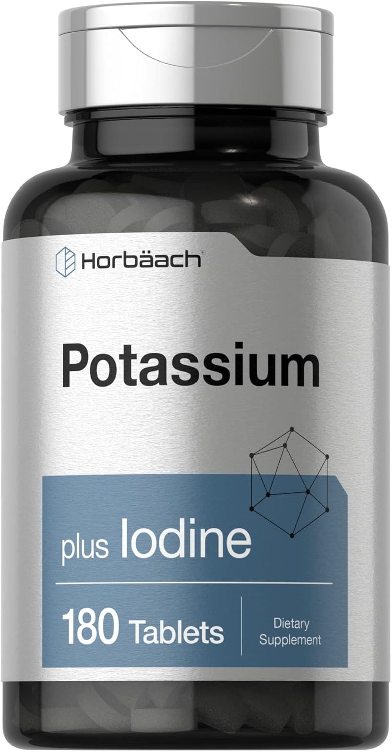 Potassium | 180 Vegetarian Tablets | with Iodine | by Horbaach