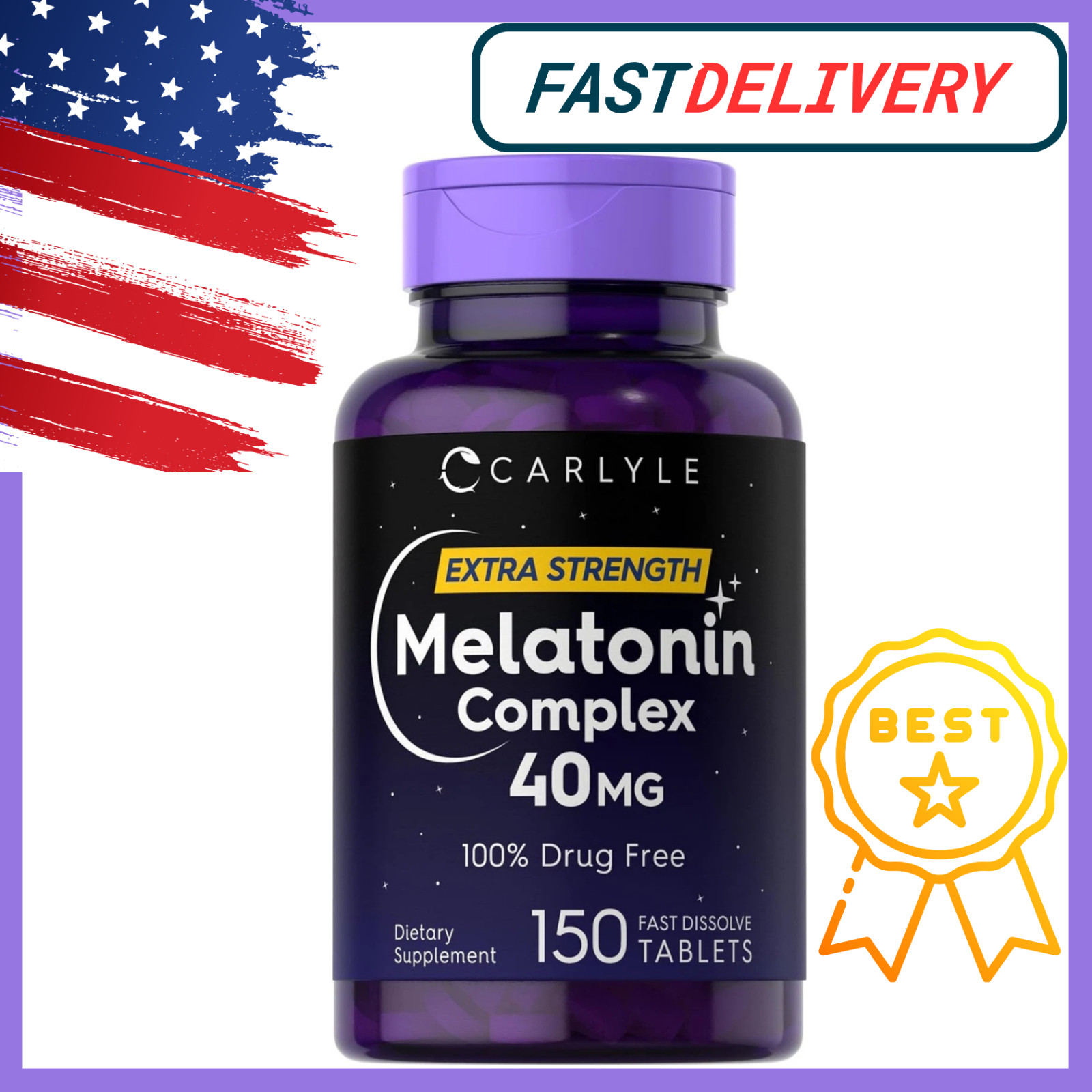 Carlyle Melatonin 40mg Complex 150 Fast Dissolve Tablets  Extra Strength Support