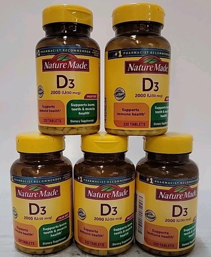 5x Nature Made D3 2000 IU for Better Teeth, Bone&Immune Health 220ct