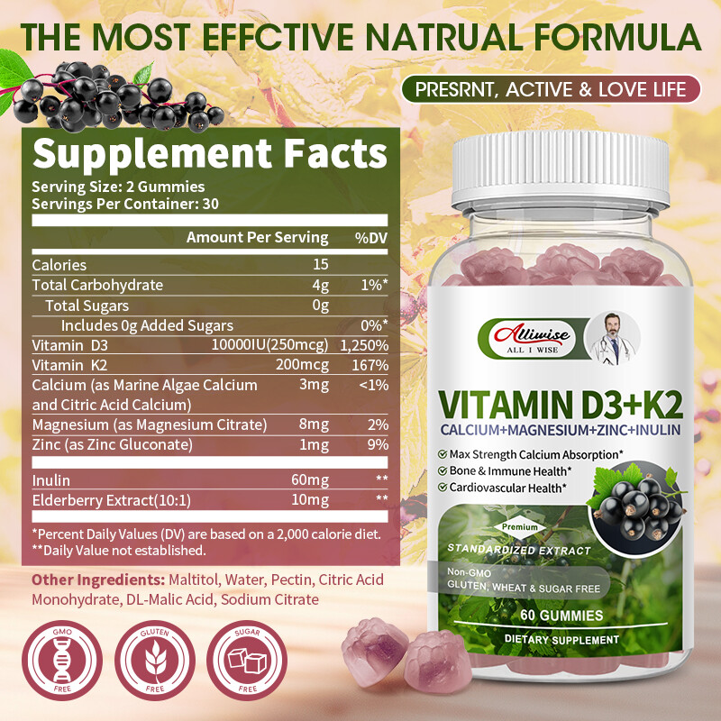 Vitamin D3 K2 Plant Based Vitamin K2 MK7 + Vegan D3 10000iu