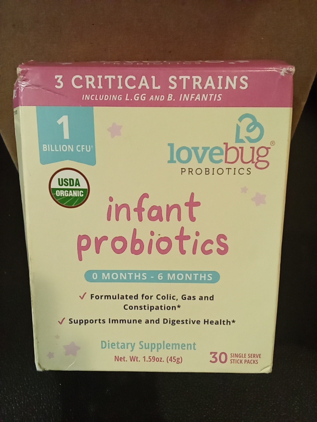 Infant Probiotics 0-6 Months 1 Billion CFU 30 Single Serve Stick Packs Exp 11/25