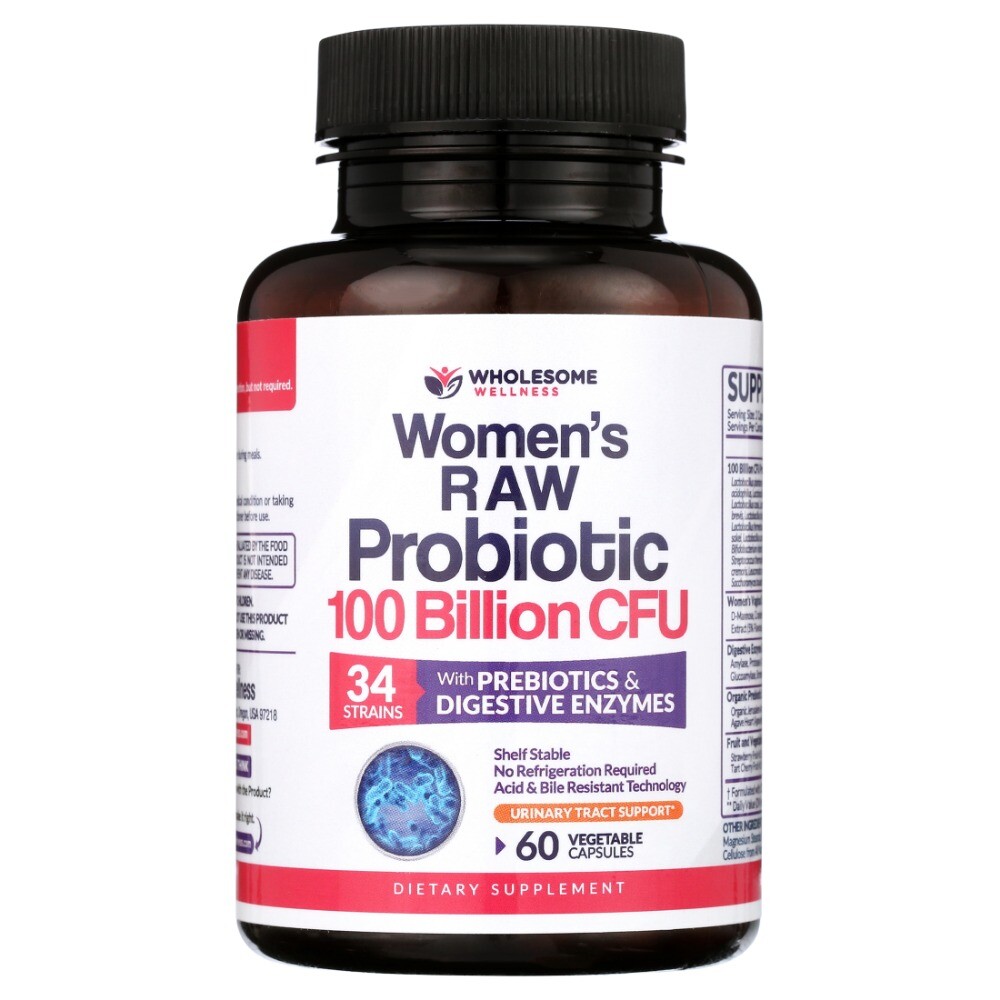 Wholesome Wellness Women’s Raw Probiotic 100 Billion CFU  Digestive Enzymes