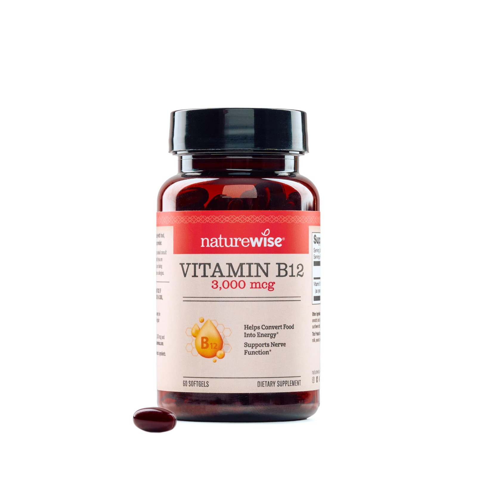 NatureWise Vitamin B12 3000 mcg – Extra Strength – 60 Count (Pack of 1), Red