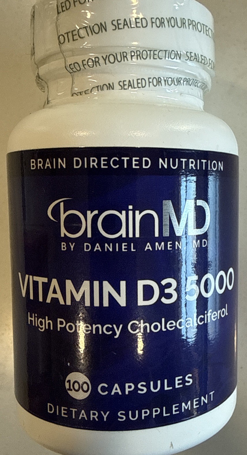 BrainMD Vitamin D3 5000 High Potency Choleacalciferol 100 Capsules