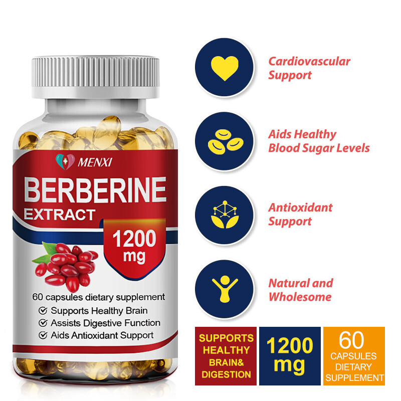 1200mg Berberine HCL Premium Extract Cholesterol, Anti-inflammatory 60 Capsules