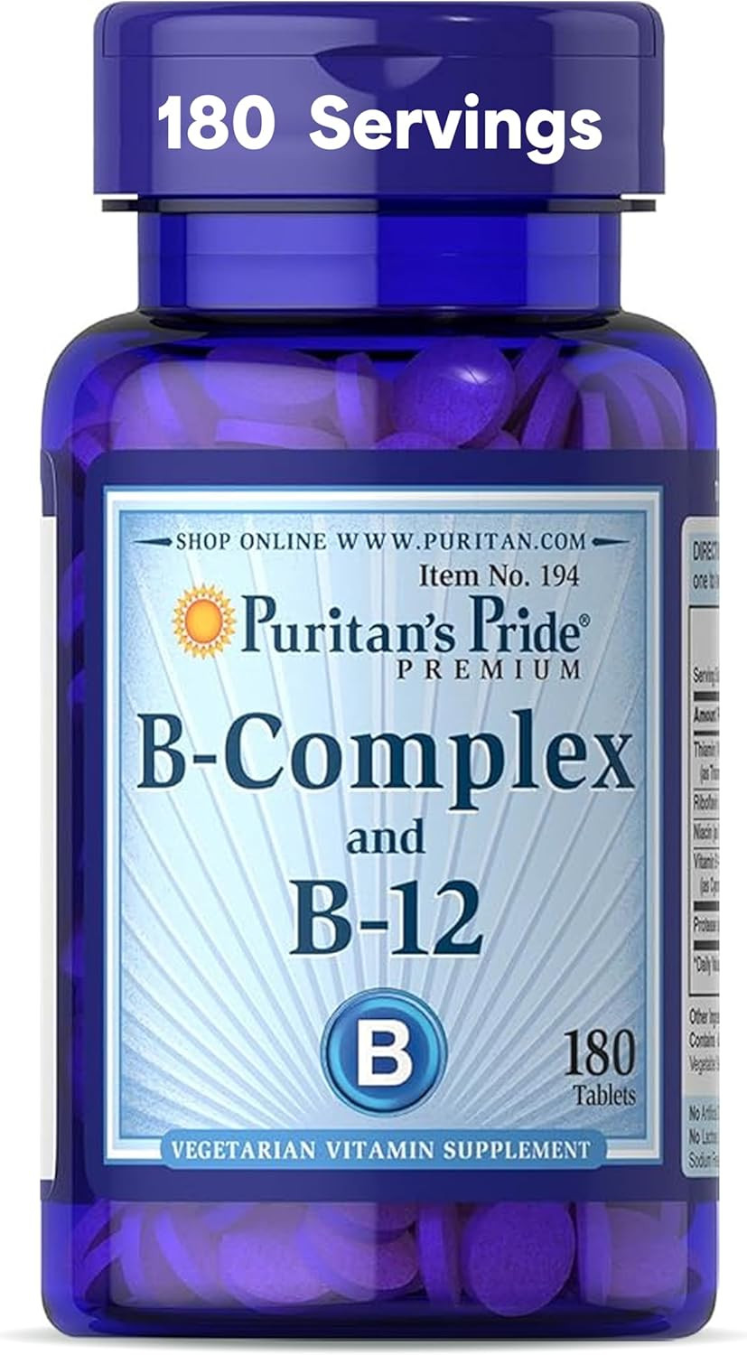 Premium Vitamin B-Complex and Vitamin B-12, Vegetarian Dietary Supplement for…
