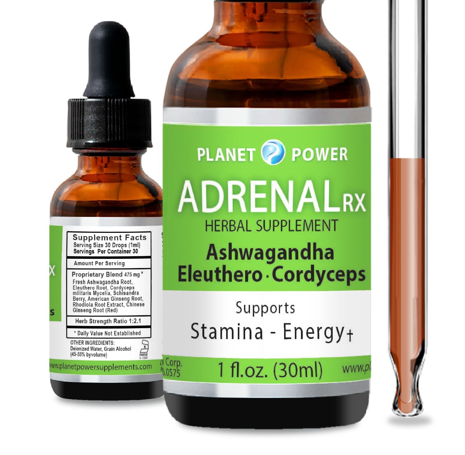 Adrenal Daily Herbal Drops. Stamina-Energy-Focus. Ashwagandha-Eleuthero-Rhodiola