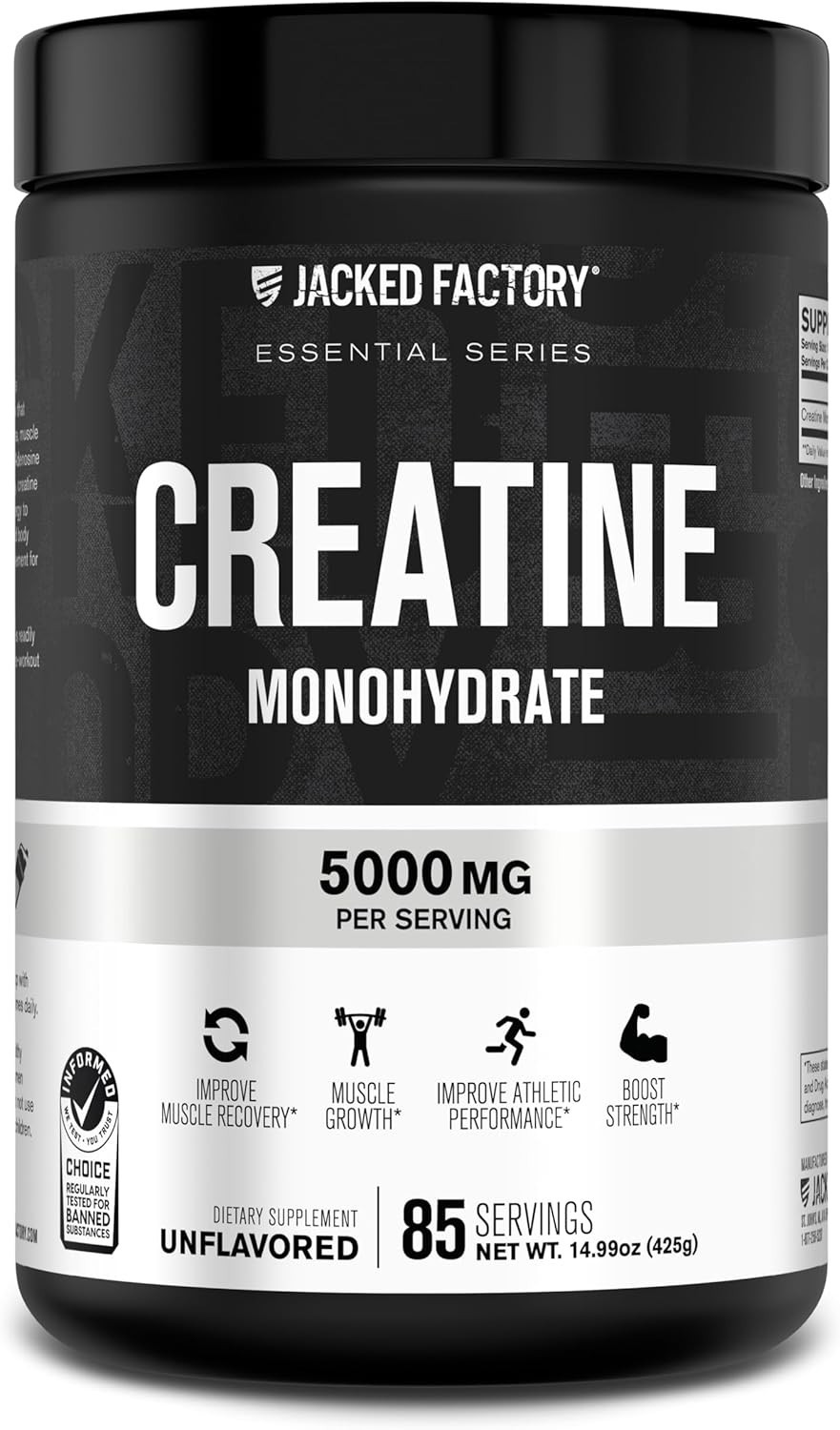 Jacked Factory Pure Creatine Monohydrate – 85 Servings (5000mg)