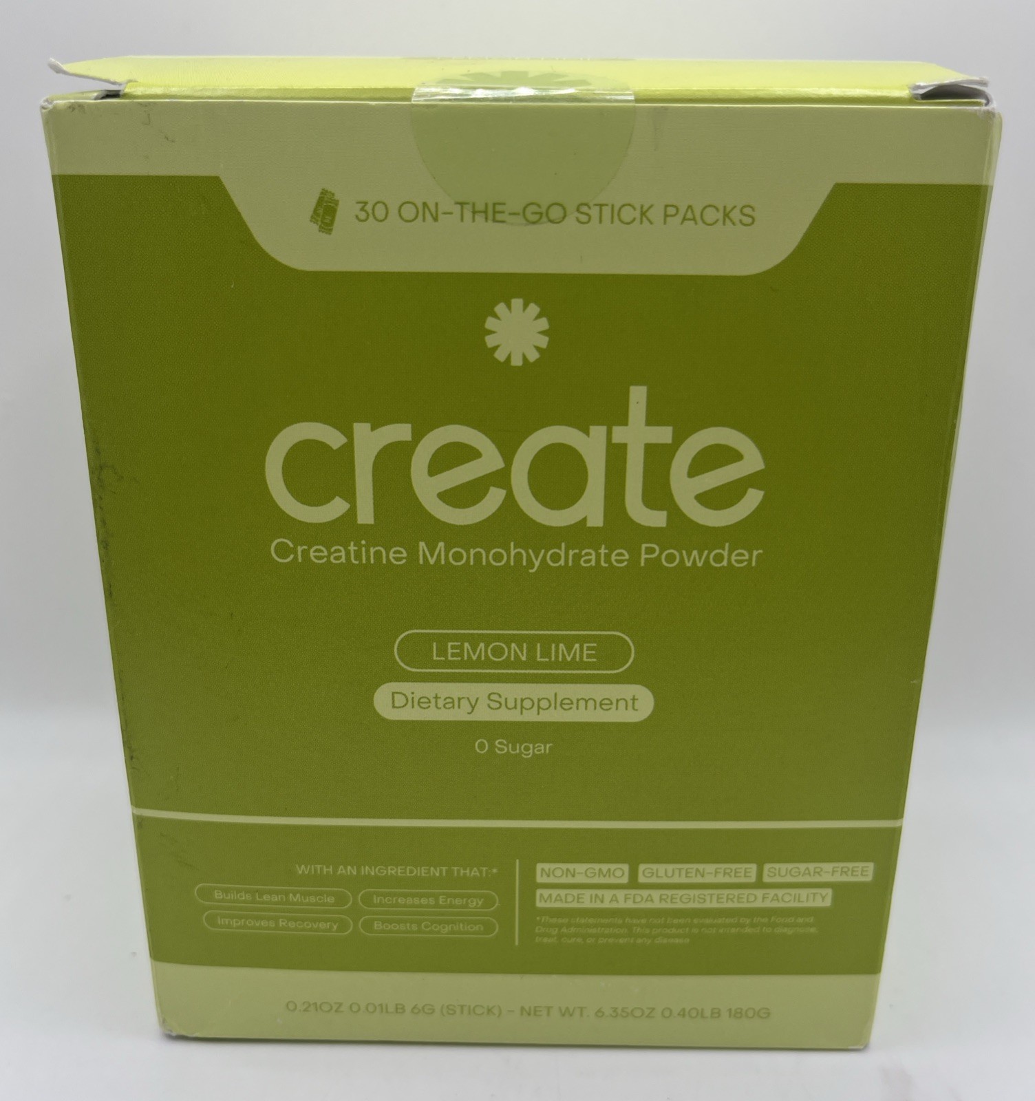 Create Creatine Monohydrate Powder Lemon Lime Dietary Supp. 30 Packs. EXP : 8/27