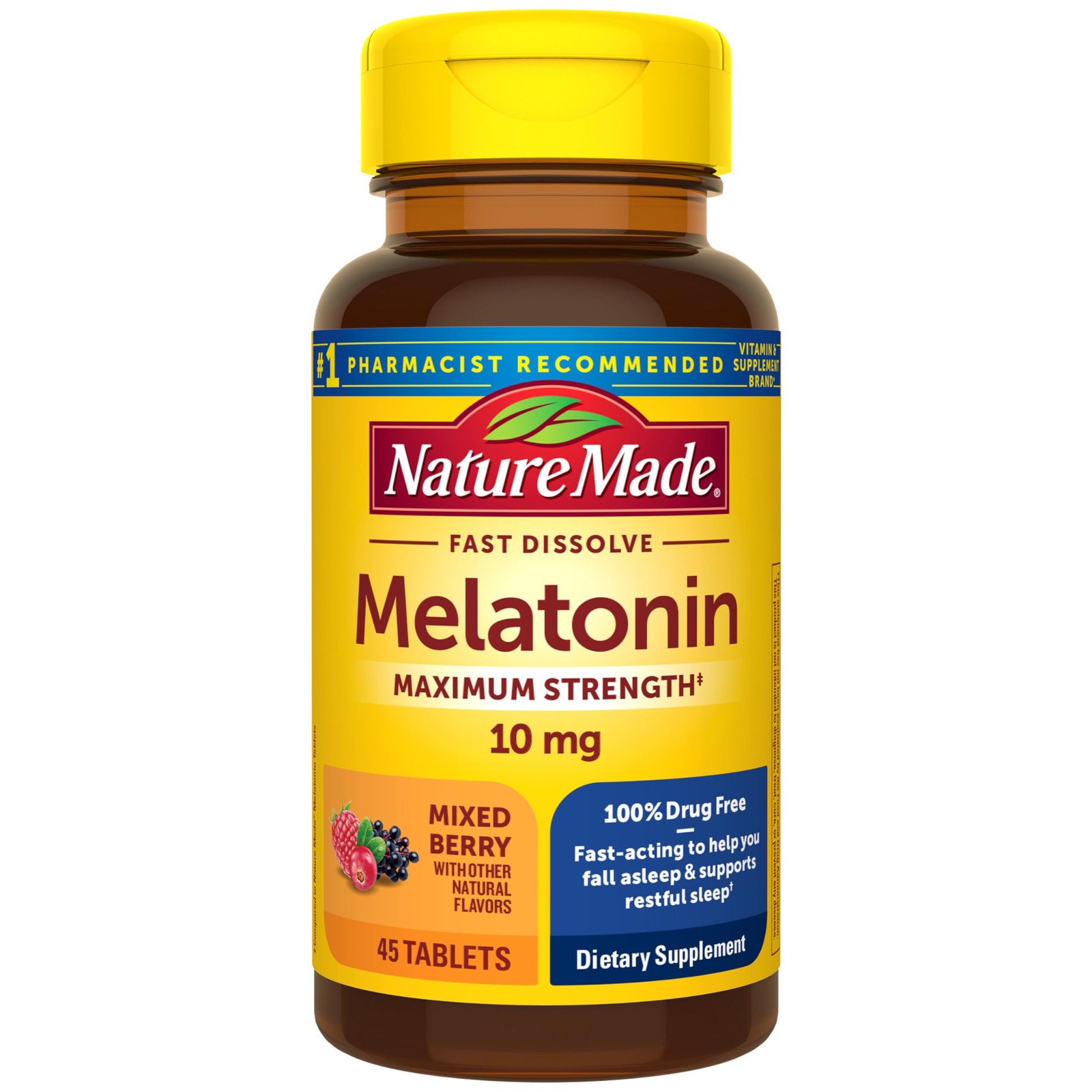 Nature Made Melatonin 10mg Fast Dissolve, Maximum Strength Nighttime Sleep Aid