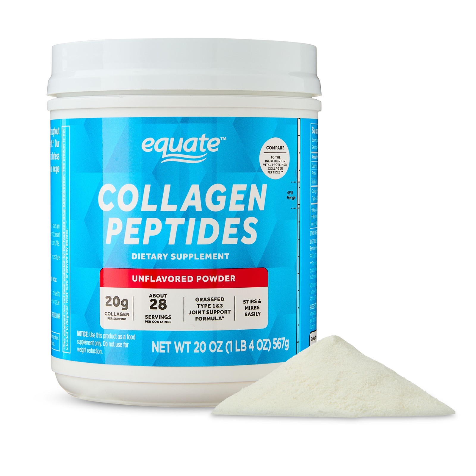 Equate Grass Fed Hydrolyzed Bovin Collagen Peptides Type 1 & 3 Dietary