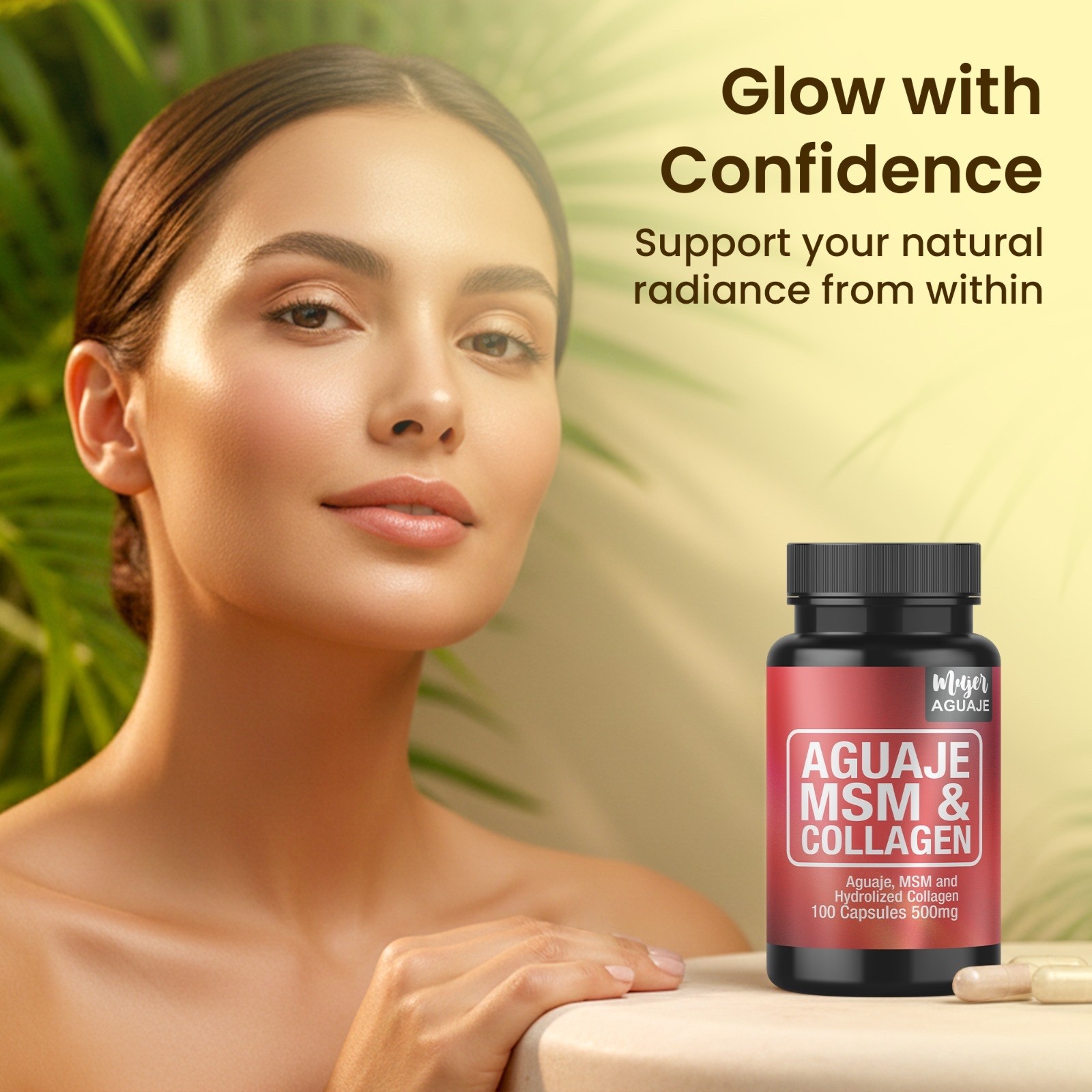 AGUAJE MSM & HYDROLIZED COLLAGEN – GLOW WITH CONFIDENCE (100) CAPSULES