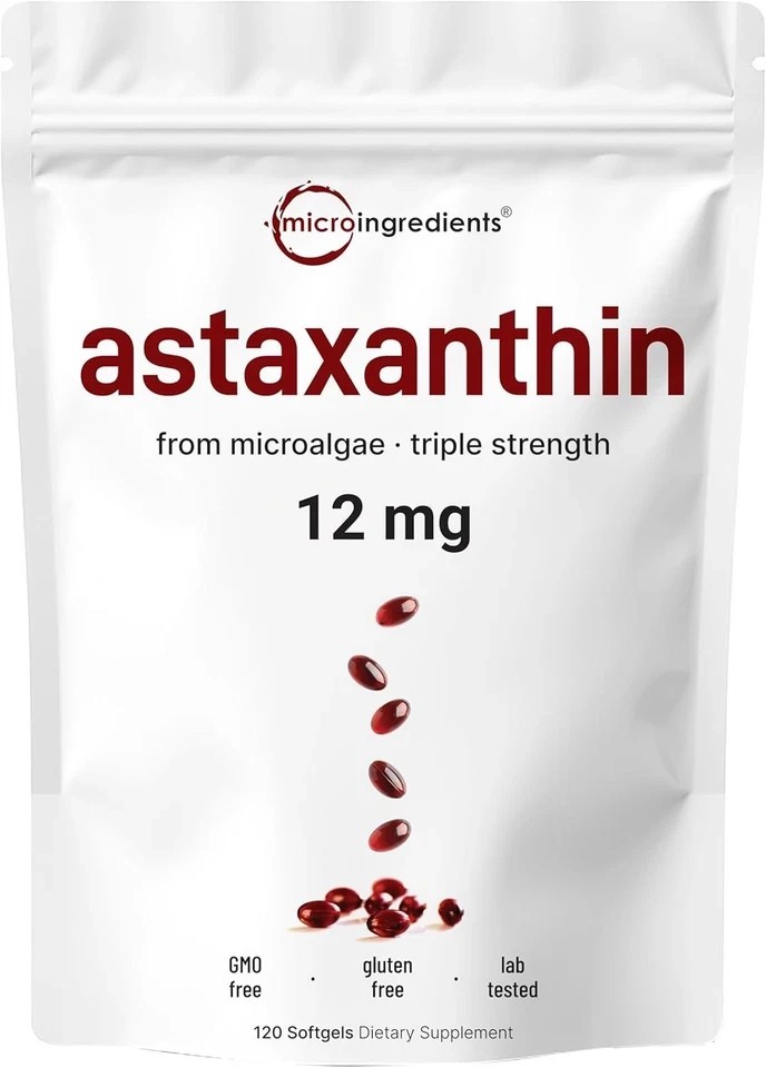 1-3 PACK Astaxanthin 120 Softgels 12mg – Supports Eye Health and Joint Health.