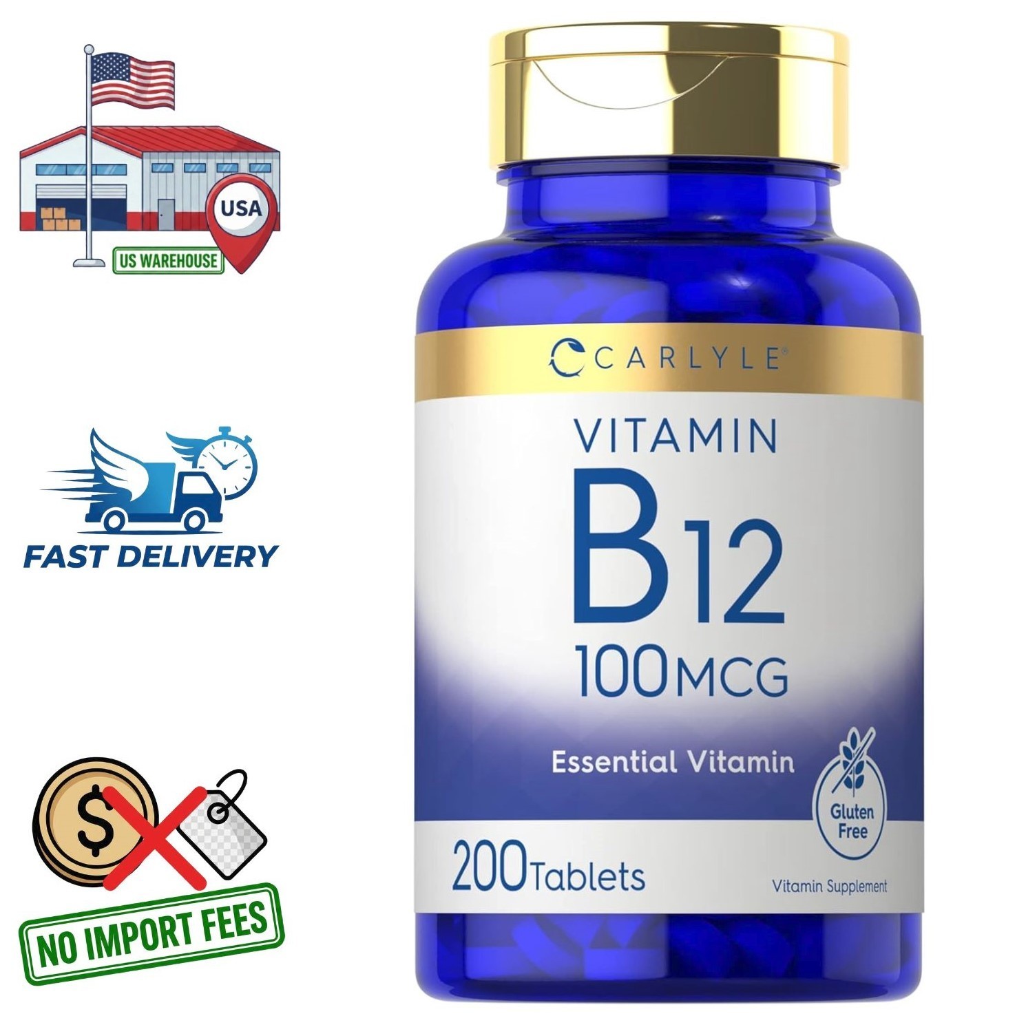 Vitamin B12 Cyanocobalamin 100 mcg | 200 Tablets | Essential Vitamin Supplement