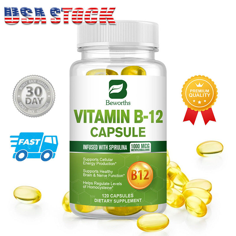 120pcs Vitamin B12 Vegan Capsules 1000mcg , Energy Support & Nerve relief